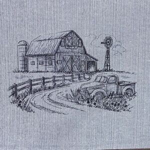 Set of Two Matching Farm Scene Embroidered Placemats